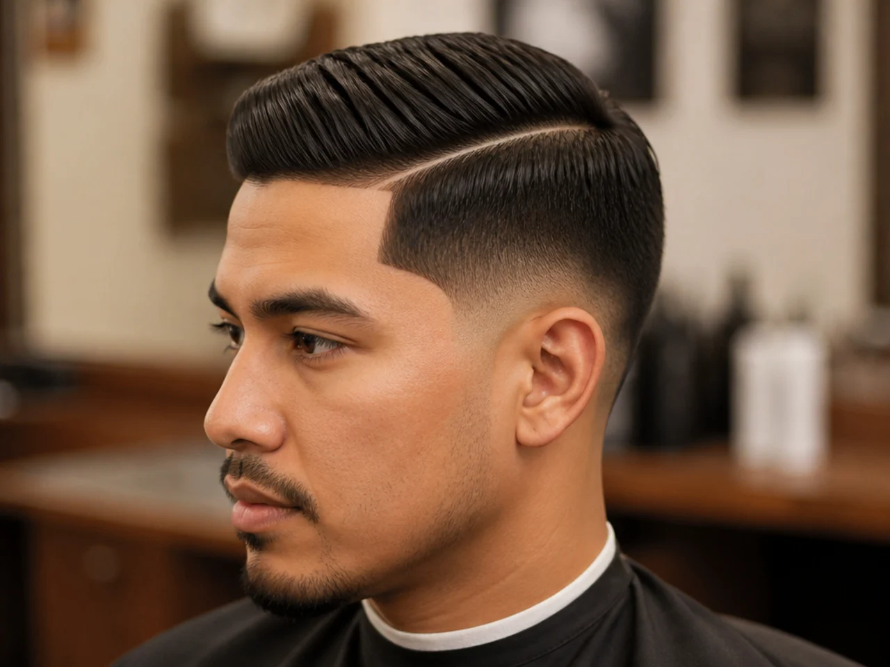 Razor line up side part with sharp forehead edge