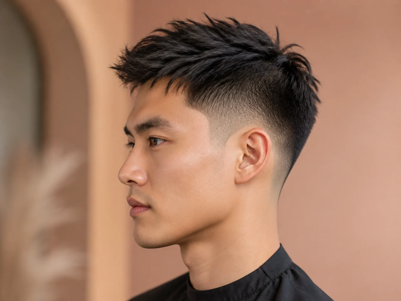 Barber showing clipper guards and measuring top length for a timeless professional haircut