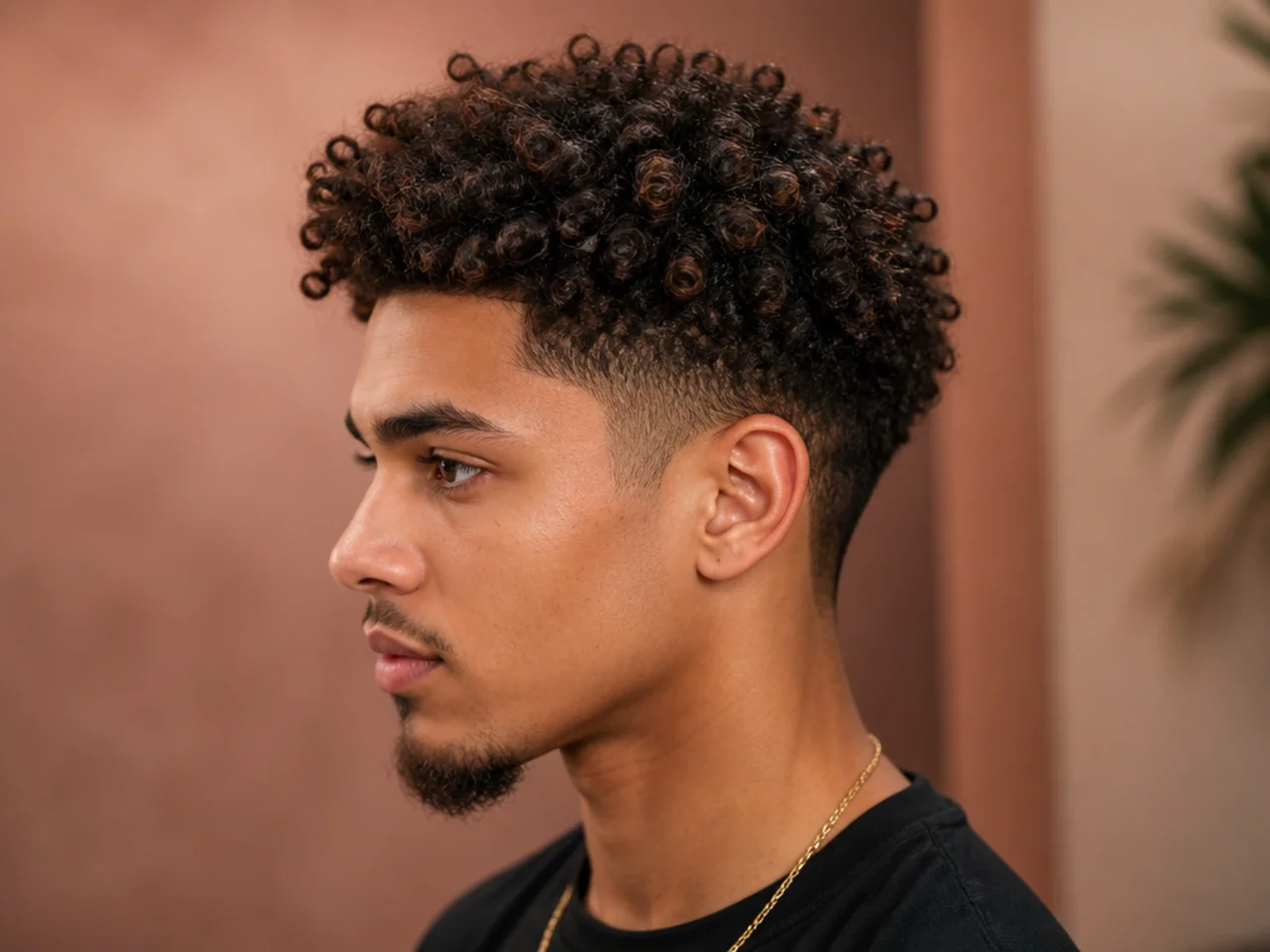 Short twist-out with taper on a young Black man showing defined uniform coils across a 1.5-inch top and clean tapered sides