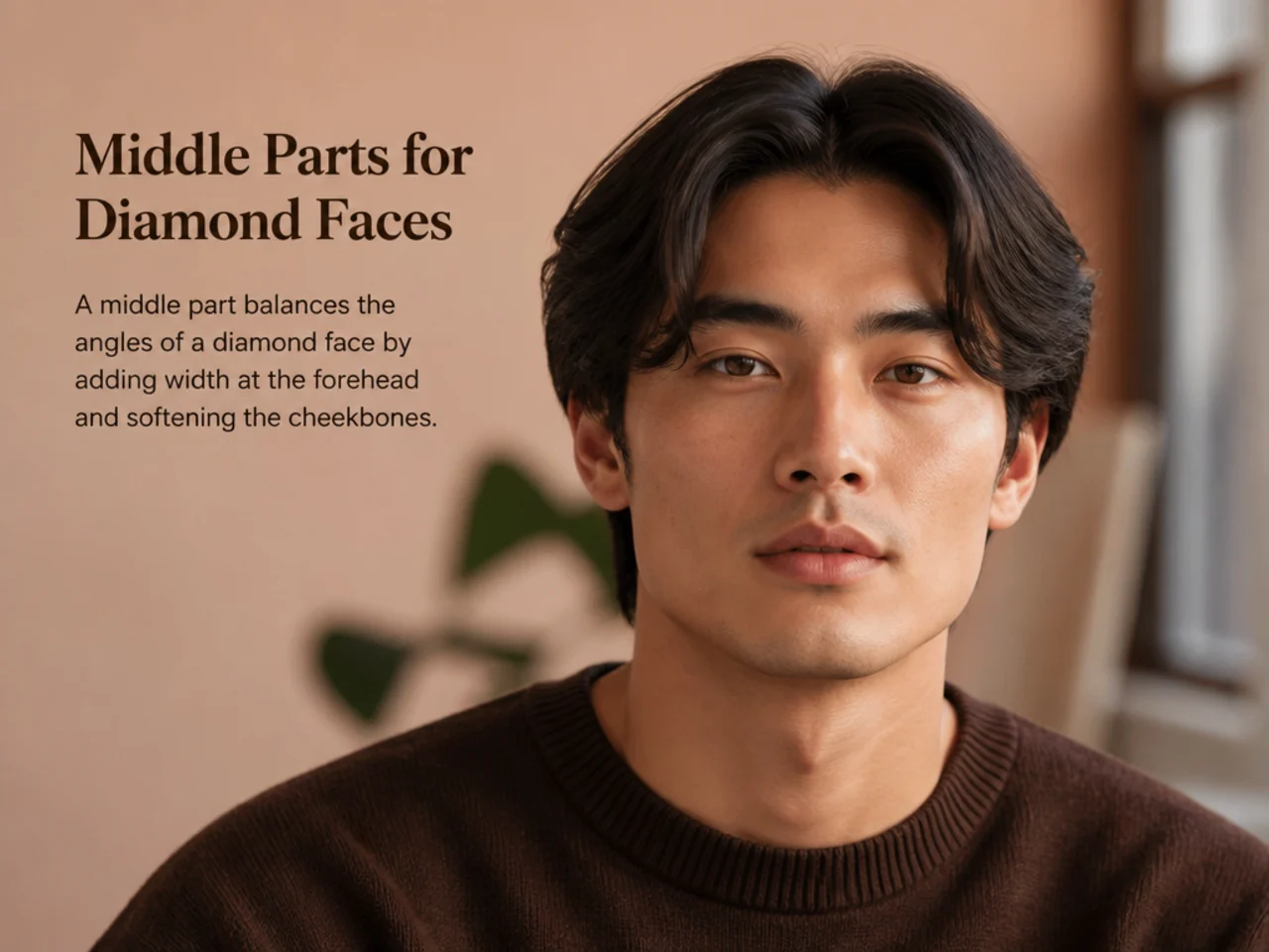 Middle part haircut variations for diamond face shapes on men
