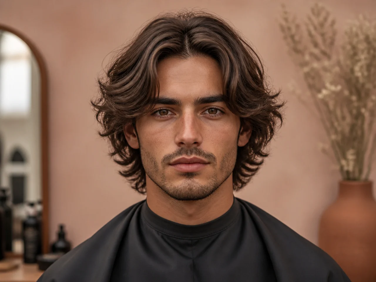 Middle part haircut variations for long and oblong face shapes on men