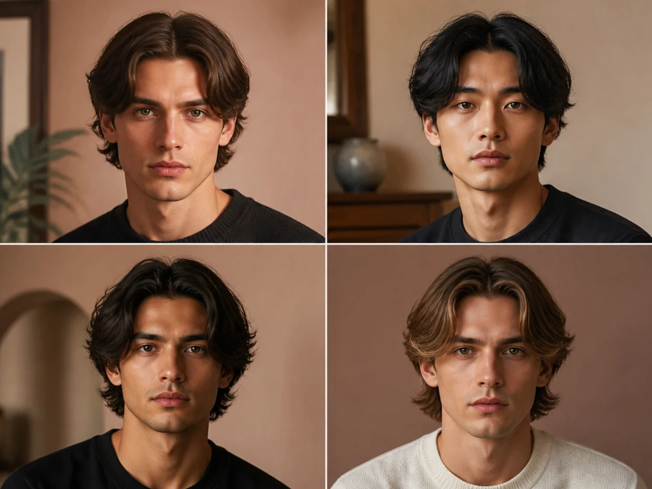 Middle part haircut variations for oval face shapes on men