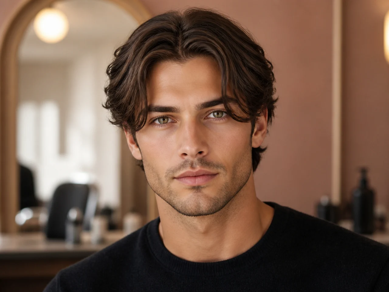 Middle part haircut variations for square face shapes on men