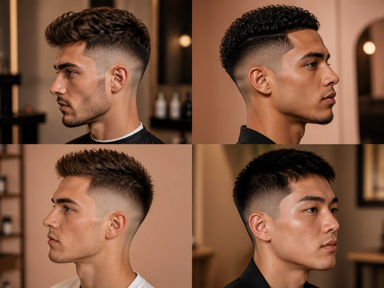 Close-up of a well-executed low burst fade on curly Type 3 hair showing the arc echoing the curl pattern