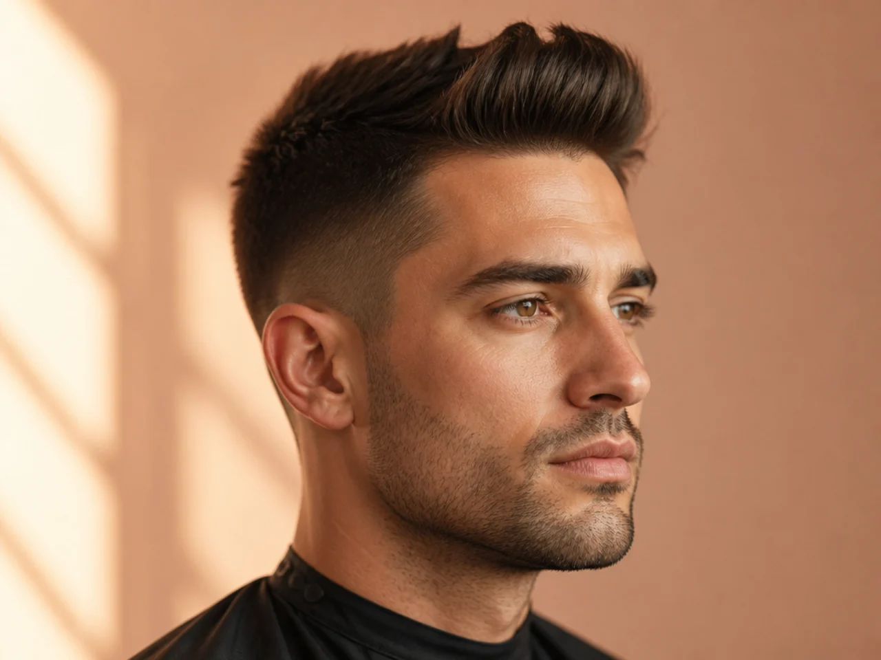 Short quiff with 3-inch top and clean tapered sides