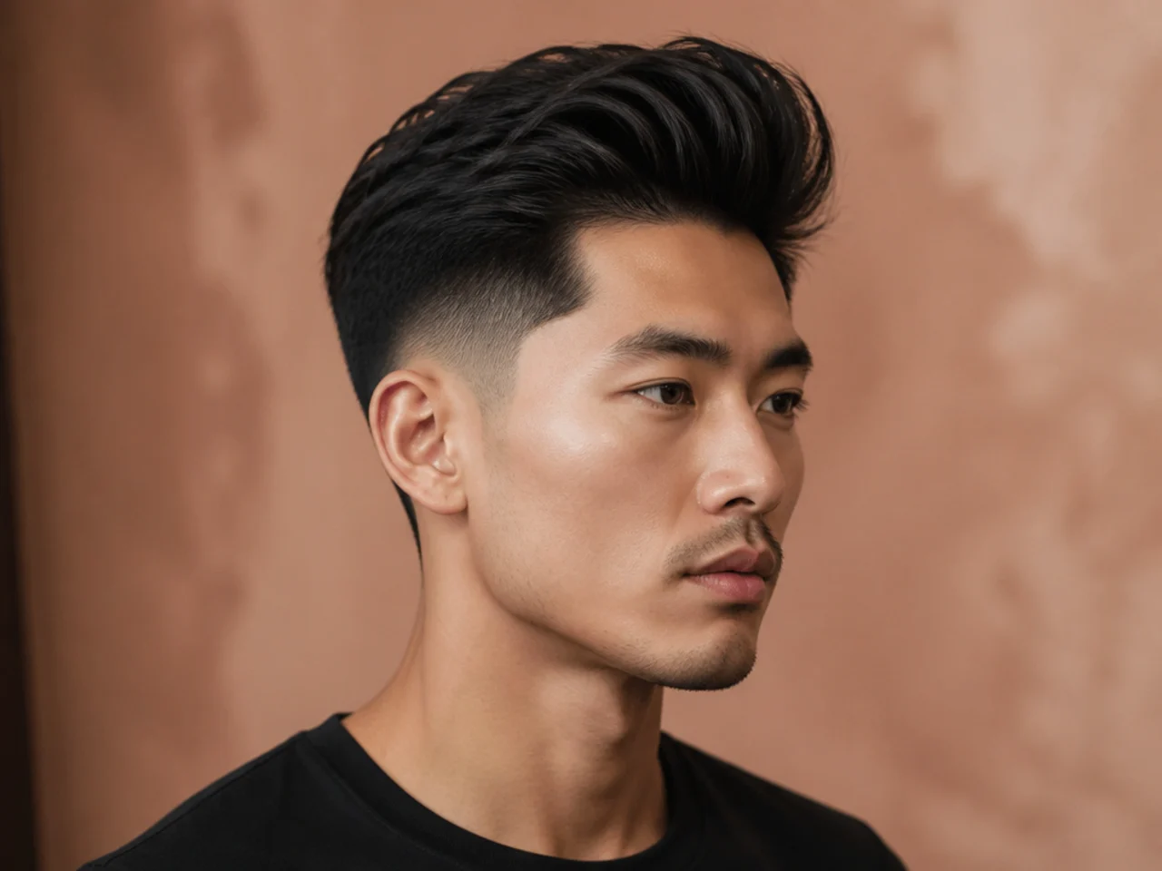 Medium quiff with 5-inch top and softly tapered sides