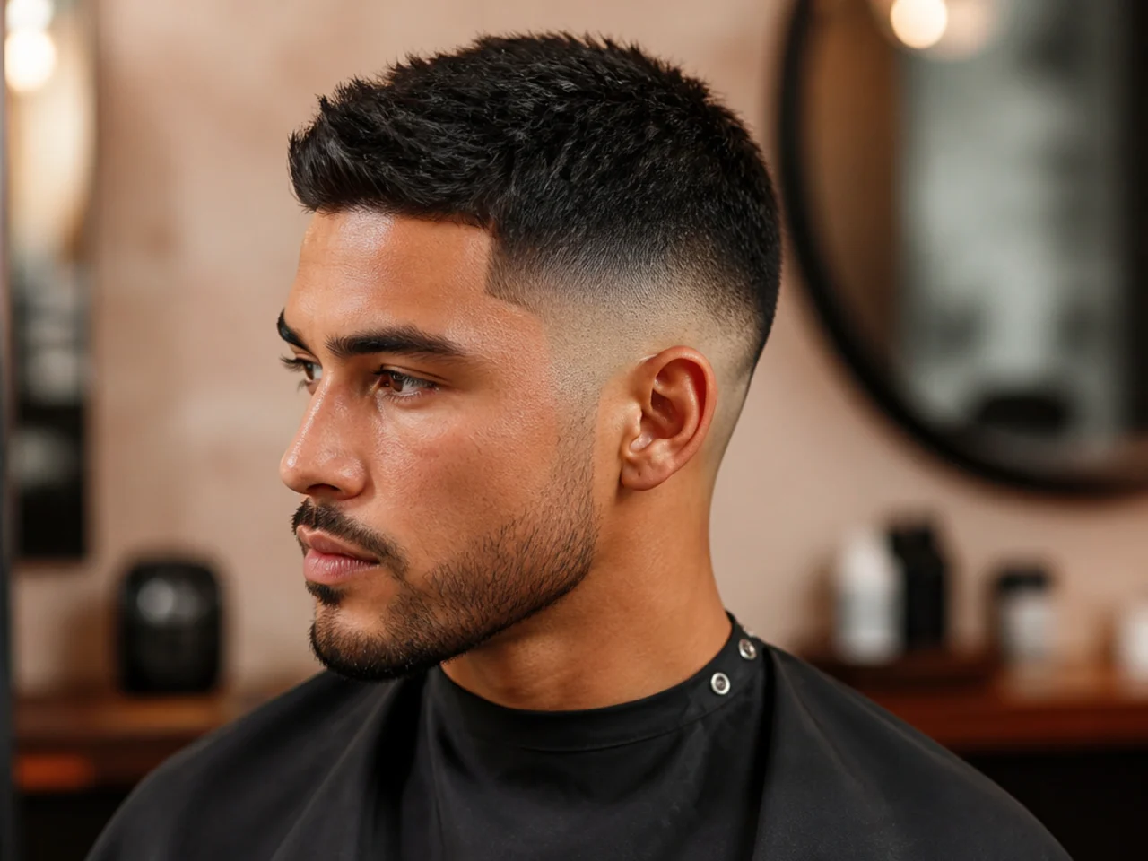 Matte paste, cream pomade, comb, and over-ear trimmers laid out for maintaining a short fade