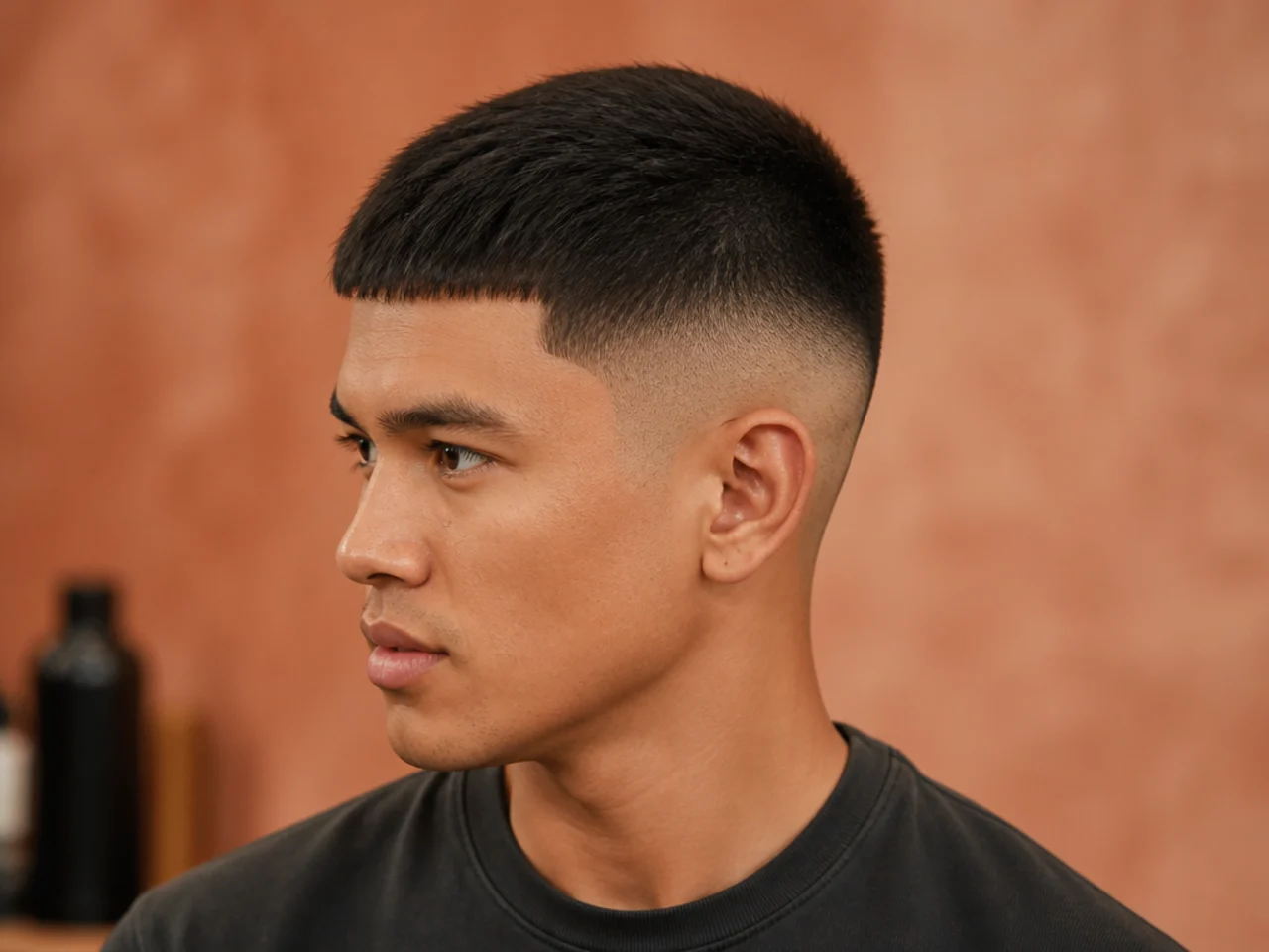 Butch cut paired with a skin fade for extra contrast