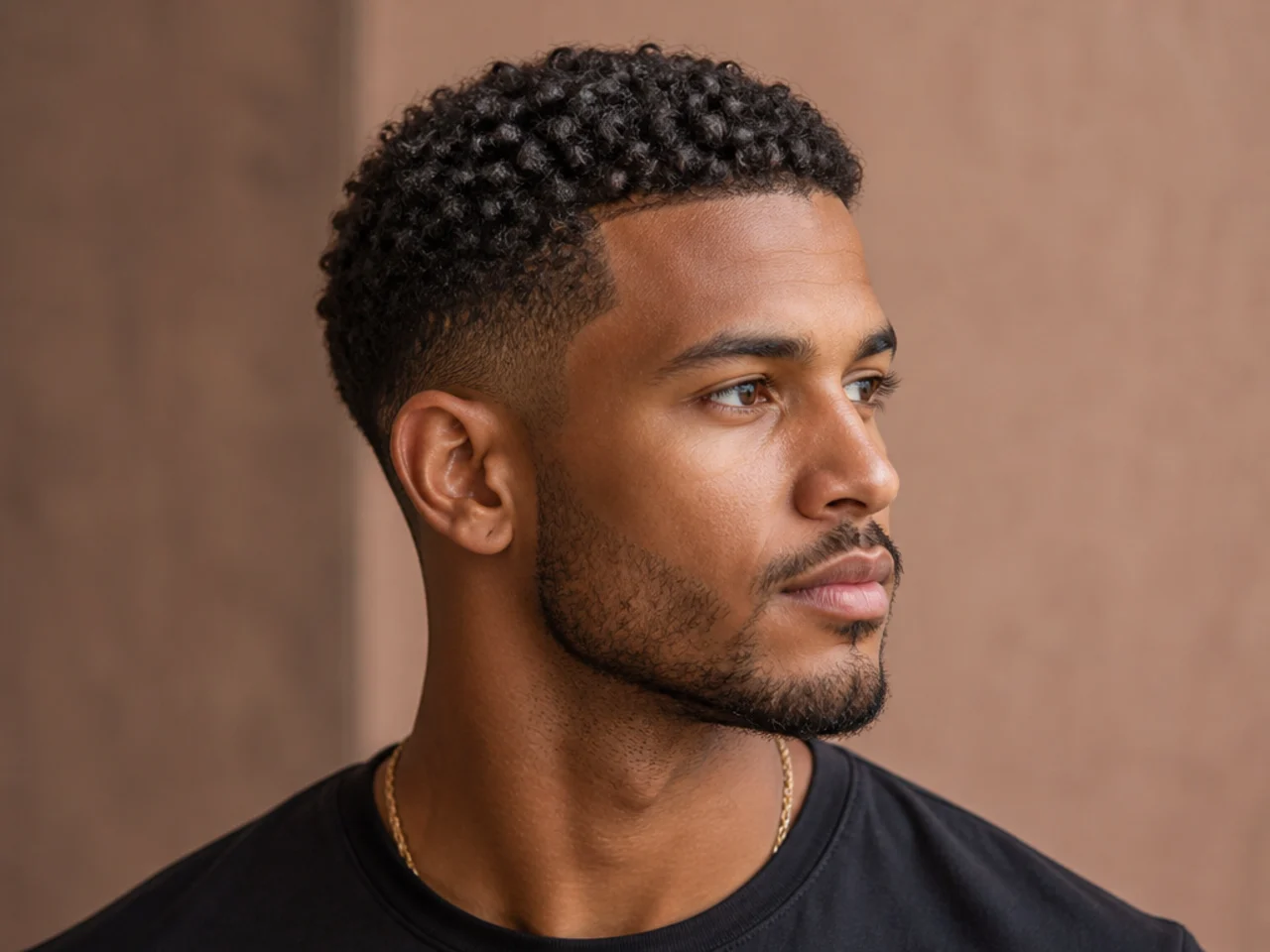 Short coily crop cut on Type 4 hair with a defined fade