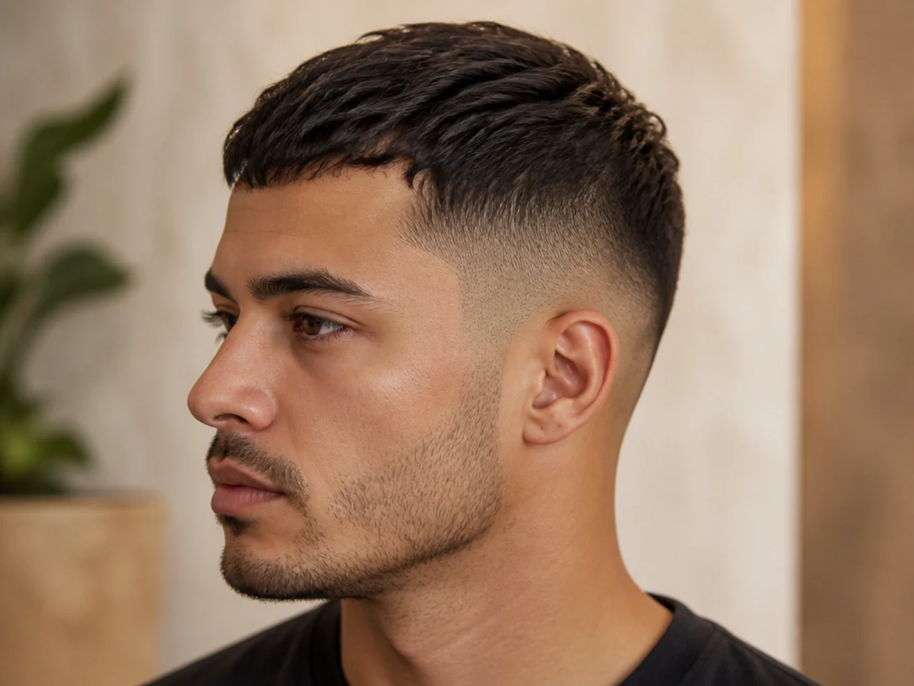 Short crop with a soft low taper fade