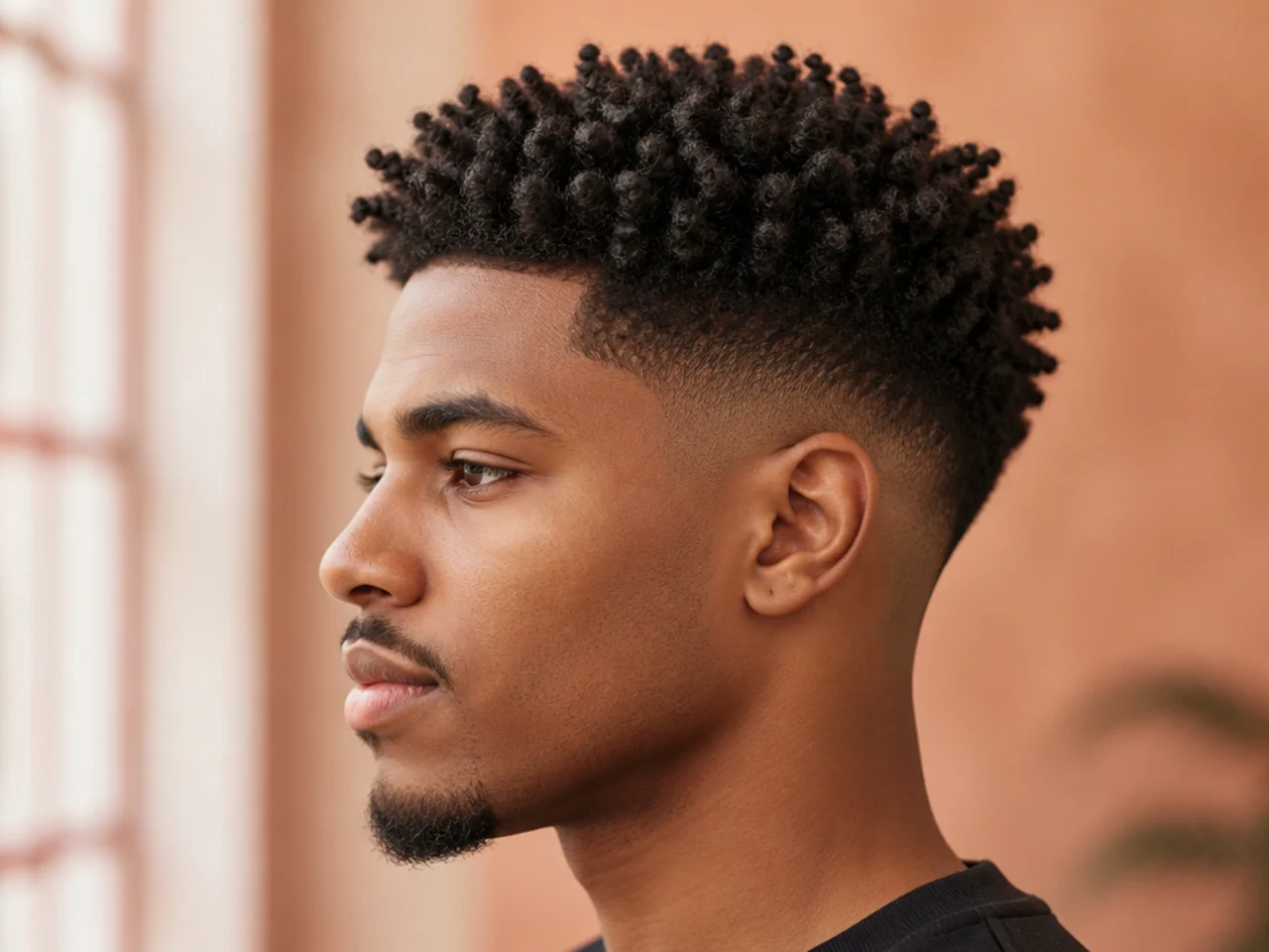 Twist sponge curls on short Type 4 hair paired with a fade