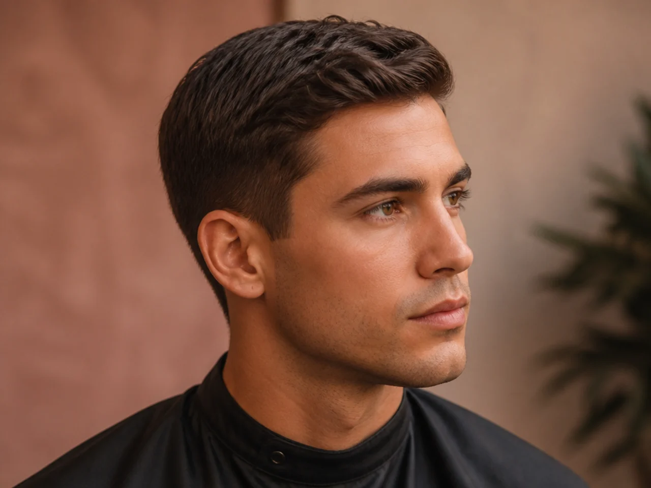 Ivy League short haircut with a defined side part and scissor-blended sides