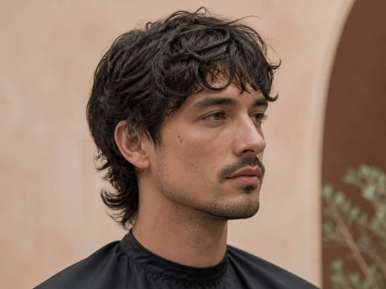 Wavy short mullet with soft movement through the top and lightly feathered nape