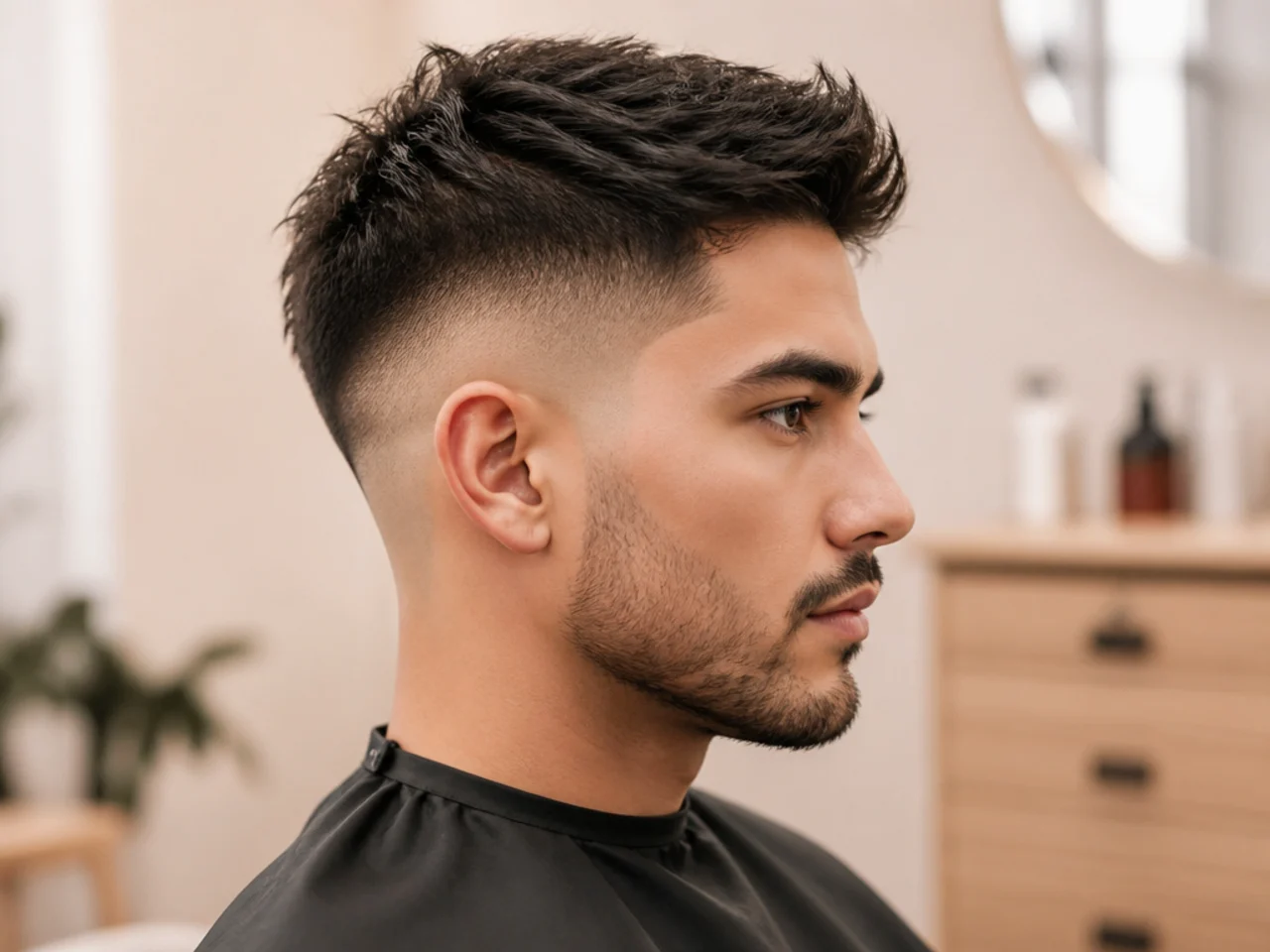 Undercut short sides with a hard disconnected #1 side and a longer top layer overhanging