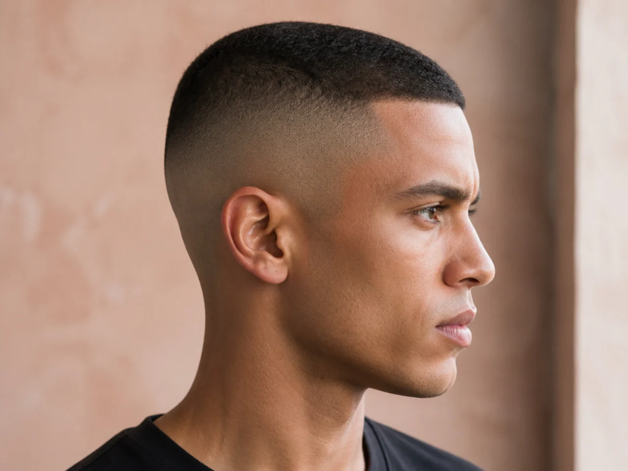 High and tight short sides with a skin fade jumping in above the temple on a young man