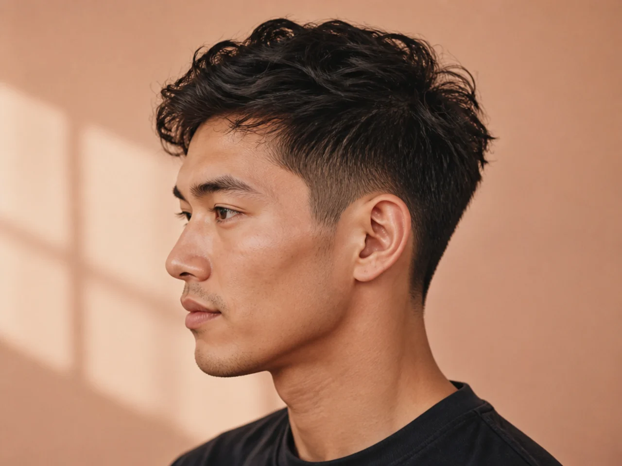 Scissor-blended short sides with no clipper marks, gradually shorter behind the ear