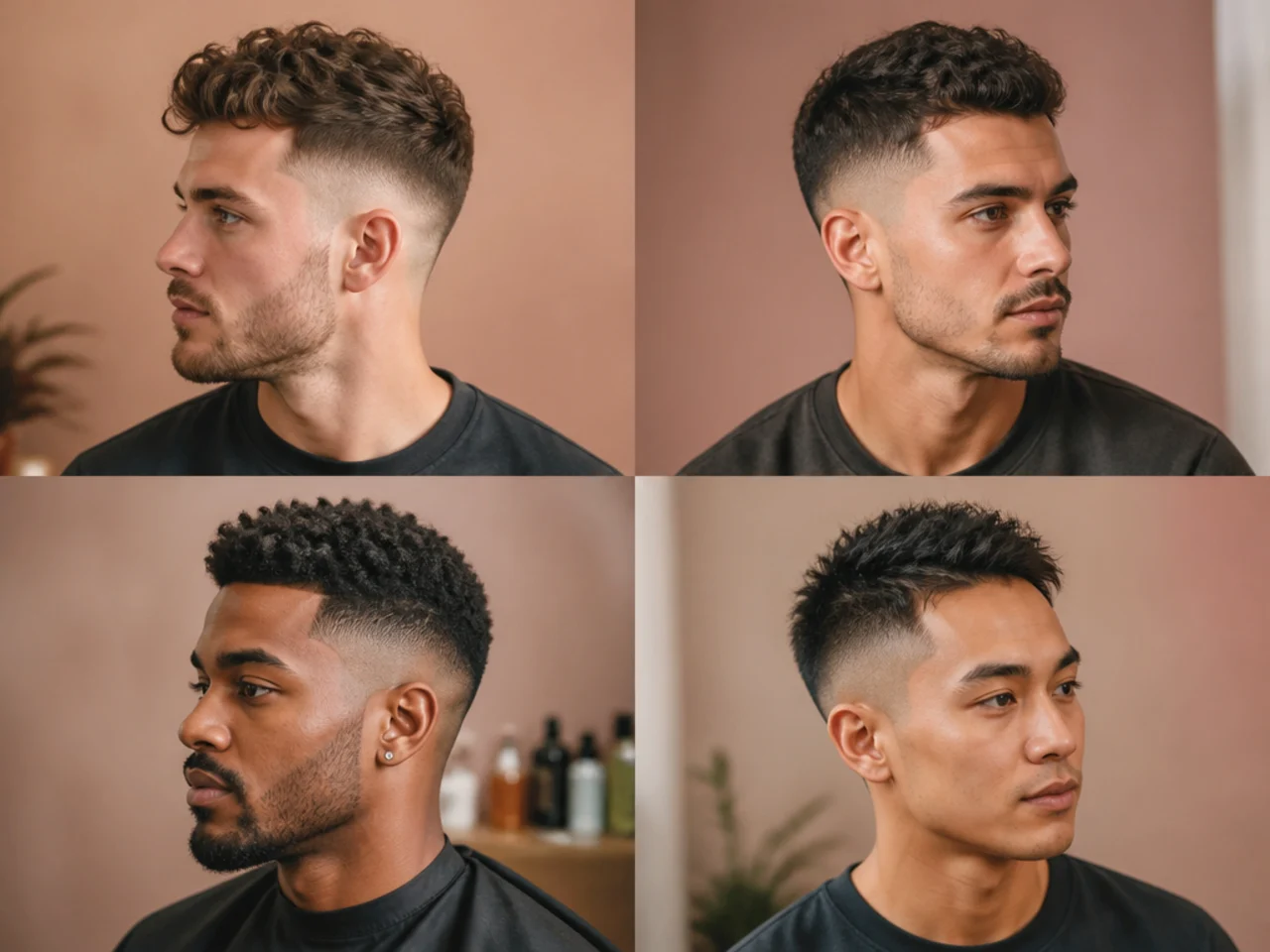 Mid fade short sides with a fade start at the temple on a young man with a textured top