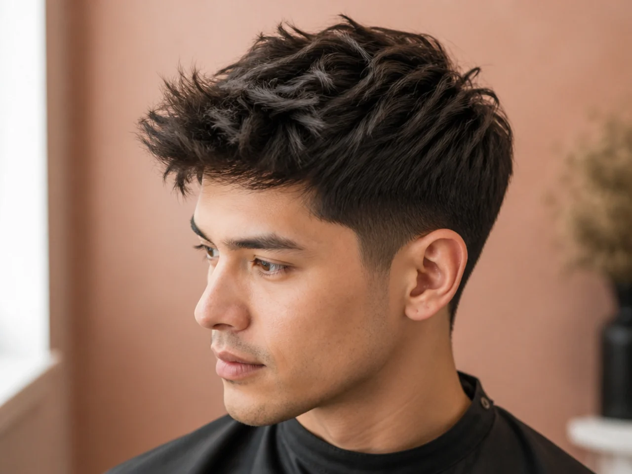 Short textured cuts on straight hair with quiff, brush up, and spiky variations