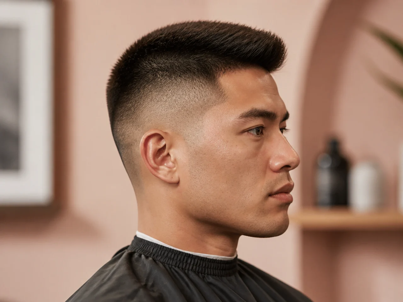 High and tight haircut with a skin fade jumping in high above the temple