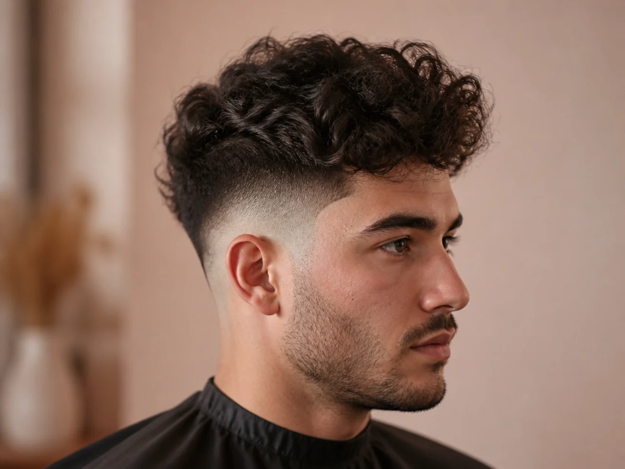 Client showing a barber two reference photos on his phone before a low fade begins