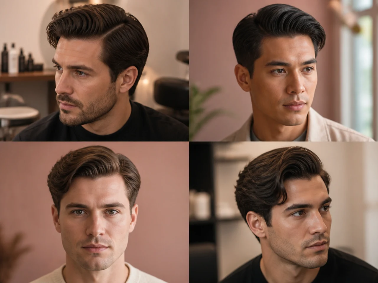 Executive side part with medium length top and low taper
