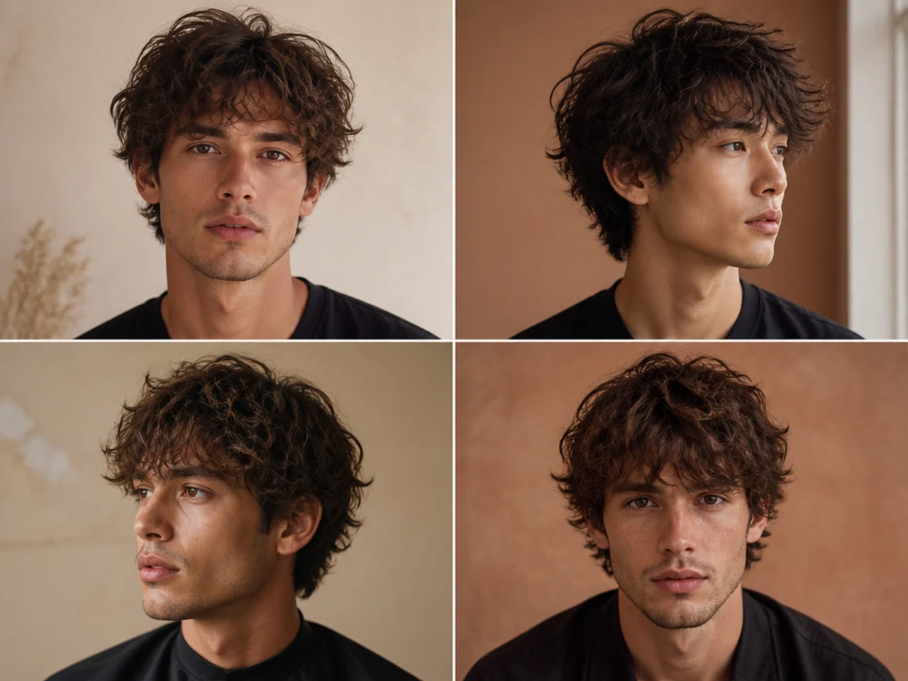 Tousled bedhead cut with air-dried texture and scissor sides