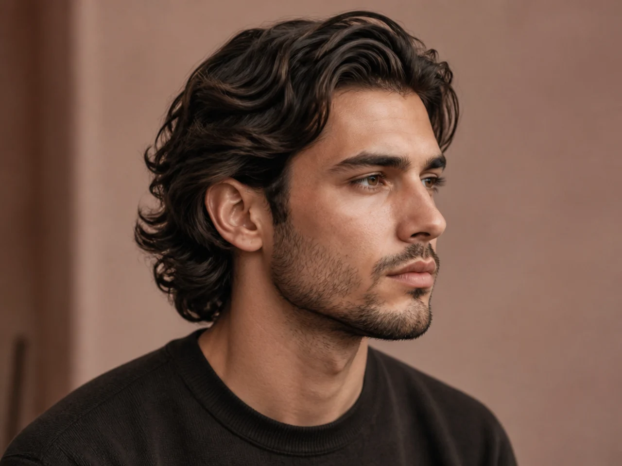 Loose wave sweep back with soft volume and low taper