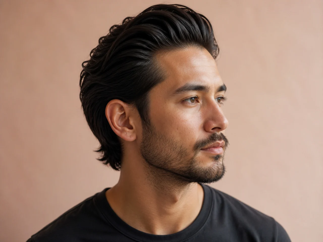 Modern brush back with soft volume and low taper