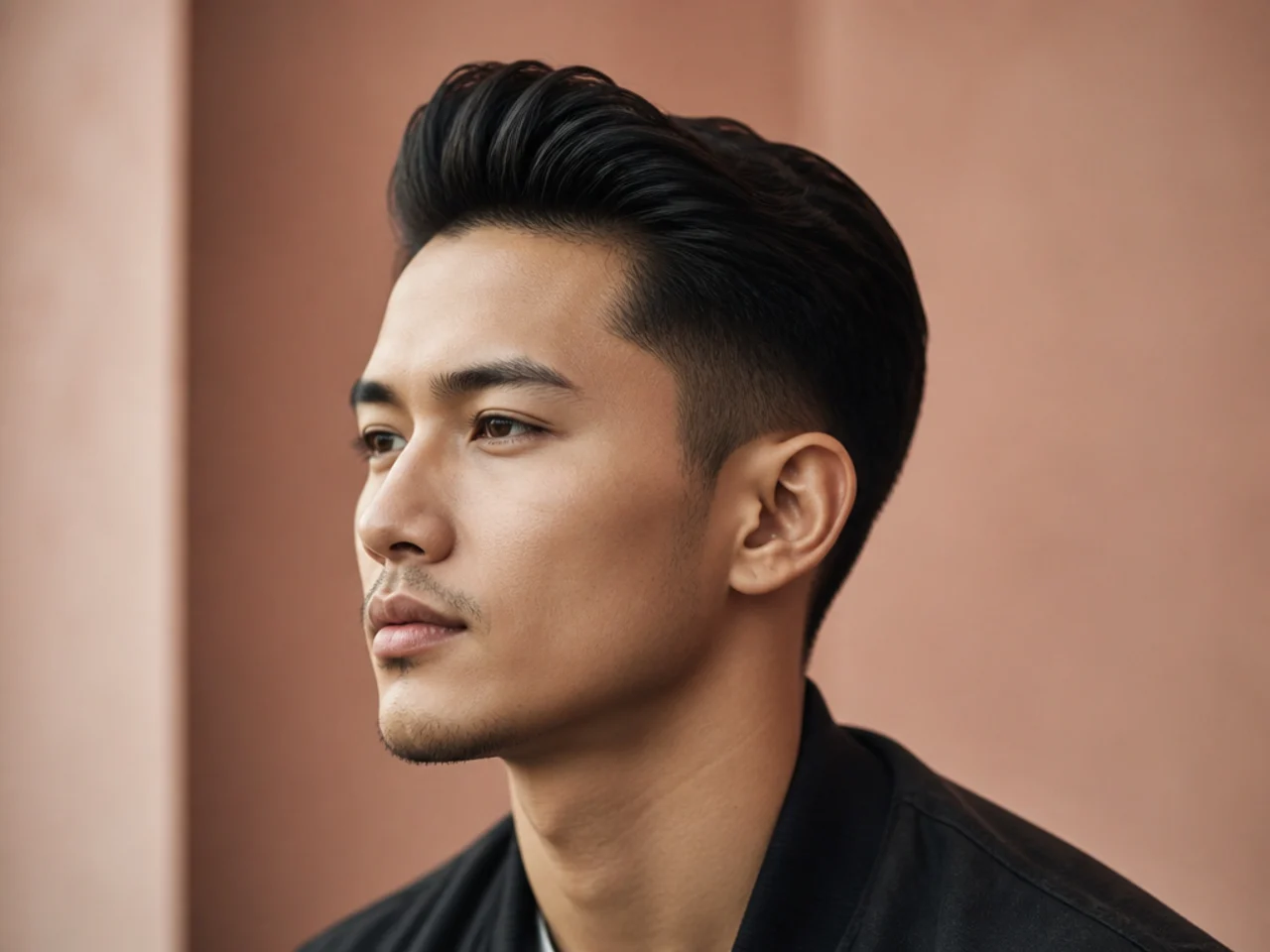 Straight-hair mens quiff with a clean sweep, mid fade, and matte clay finish for texture