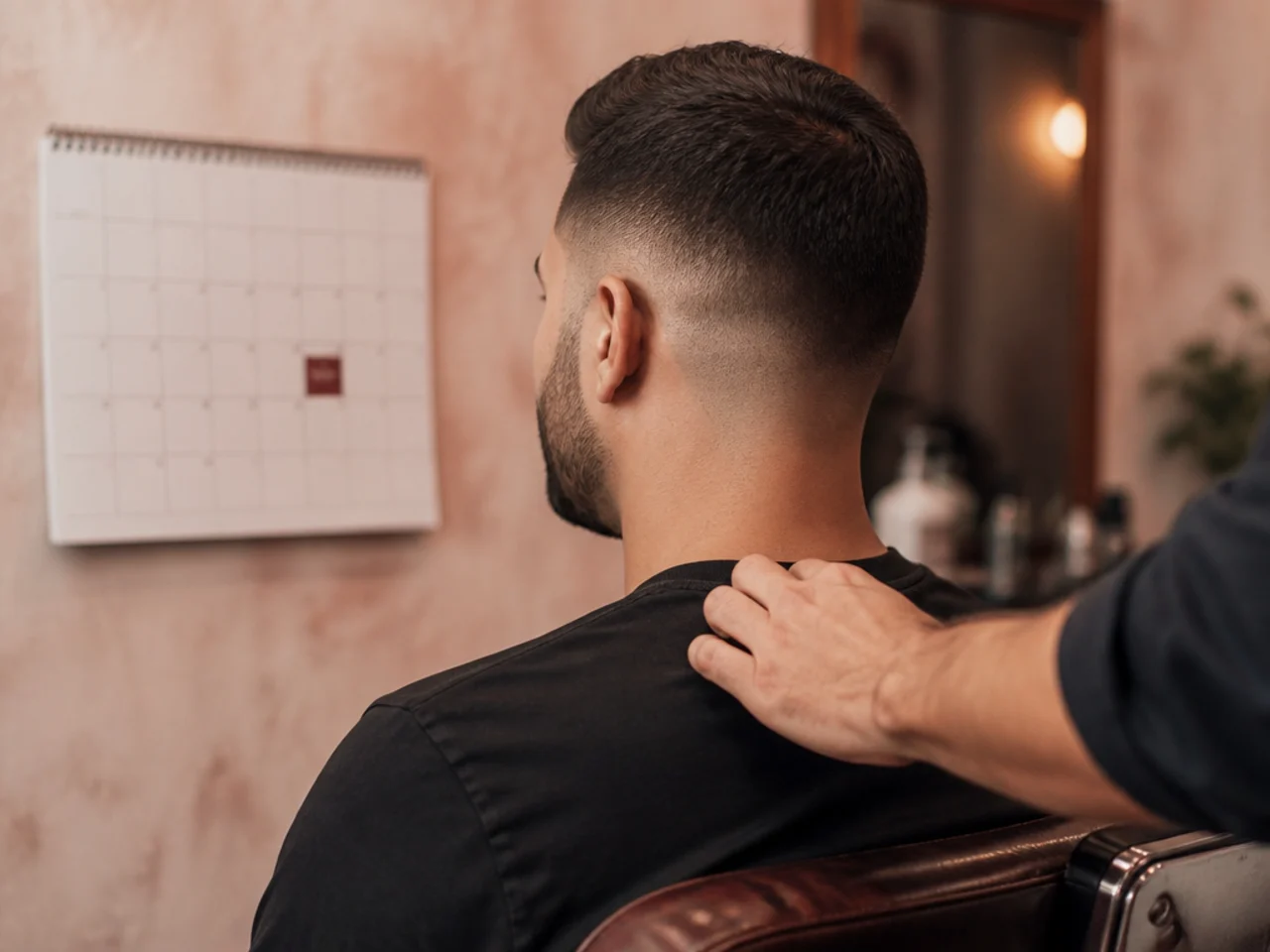 A calendar marked with a standing barber appointment