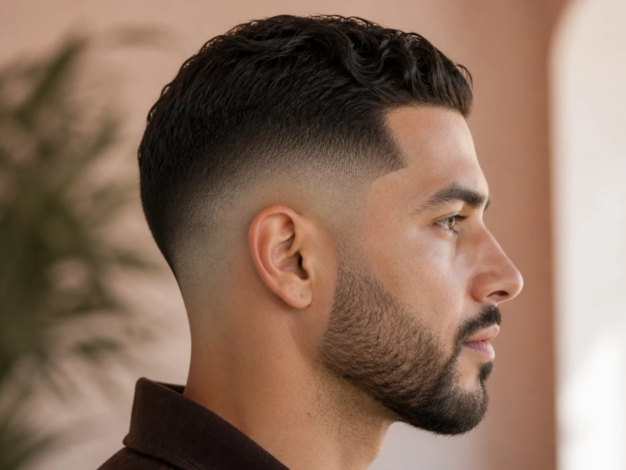 A sharp fade edge above the ear in week one