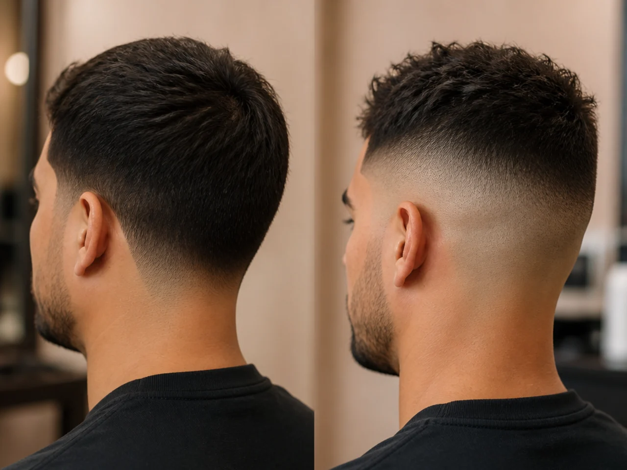 A low taper and a skin fade compared side by side