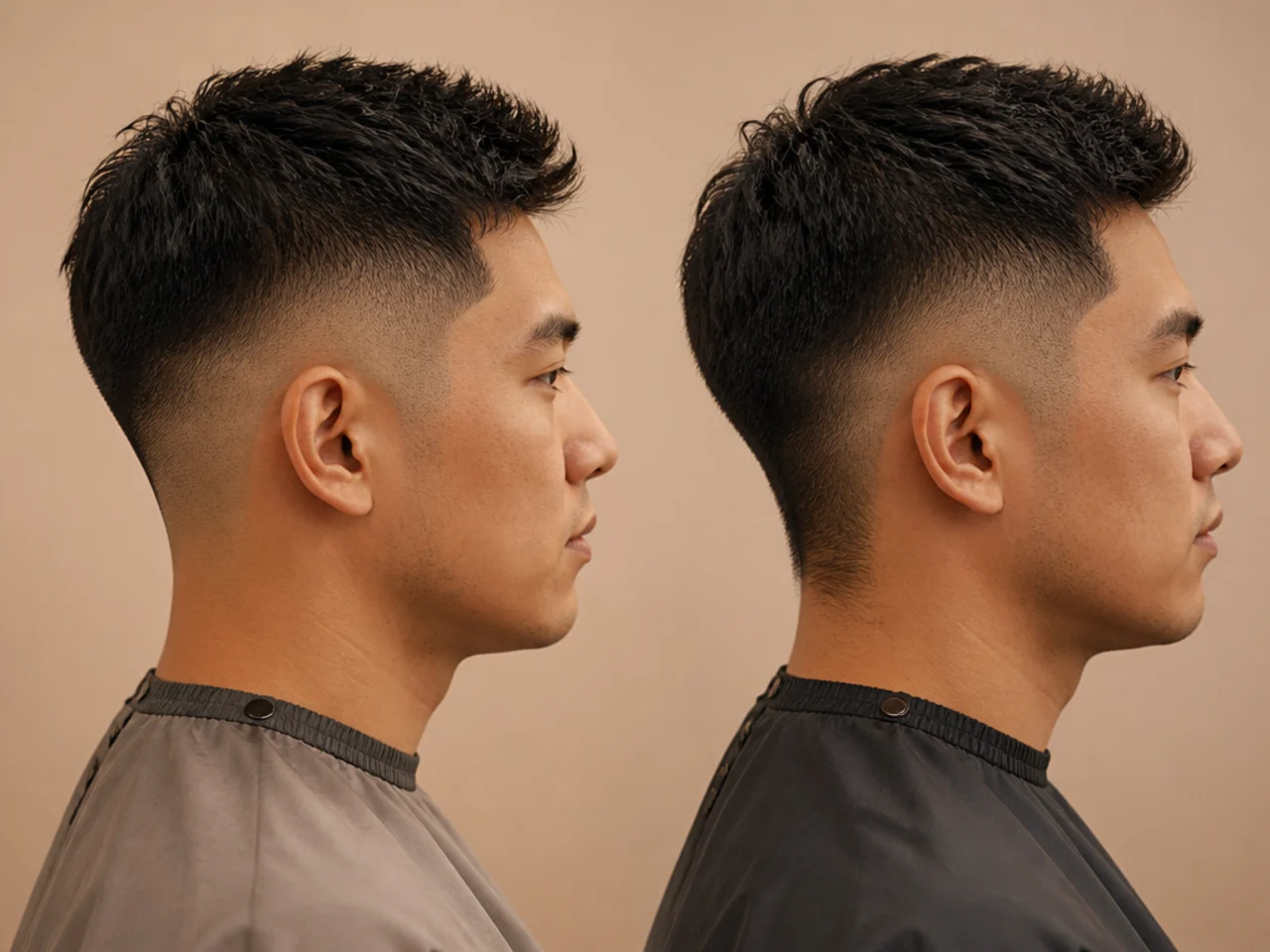 A neckline shown fresh and again after two weeks of growth