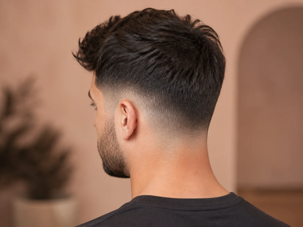 The crown of a short haircut growing level with the front