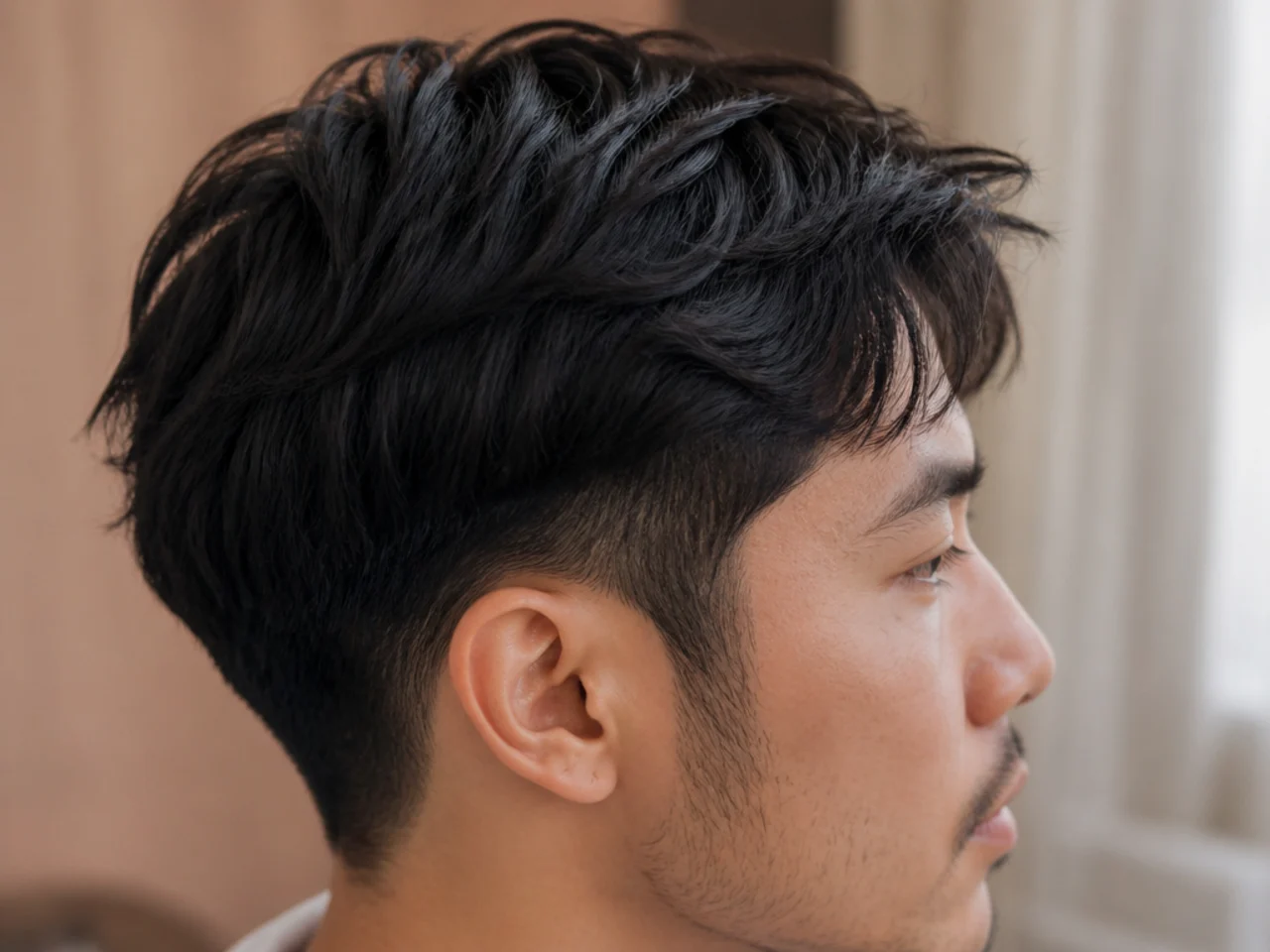 Hair in the awkward stage between short and medium length
