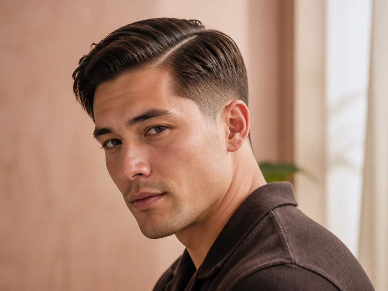 A part combed into a longer short top