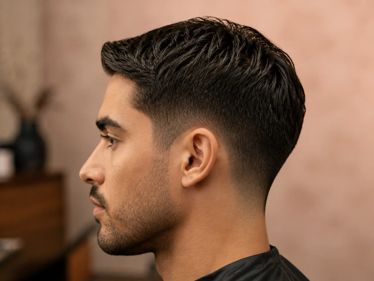 Scissor-cut sides on a longer short haircut