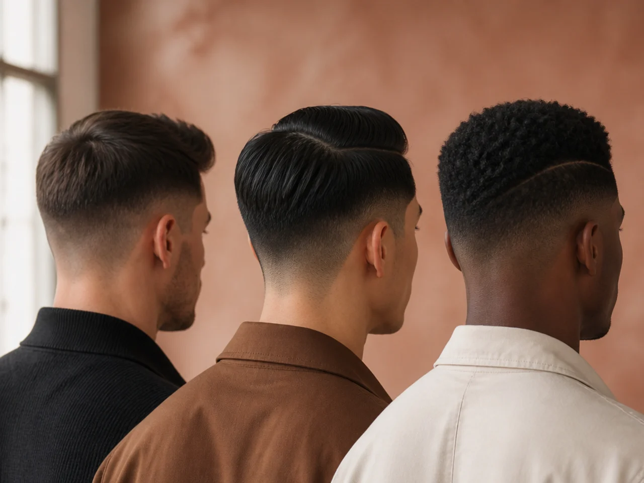 Three parting styles compared on short hair