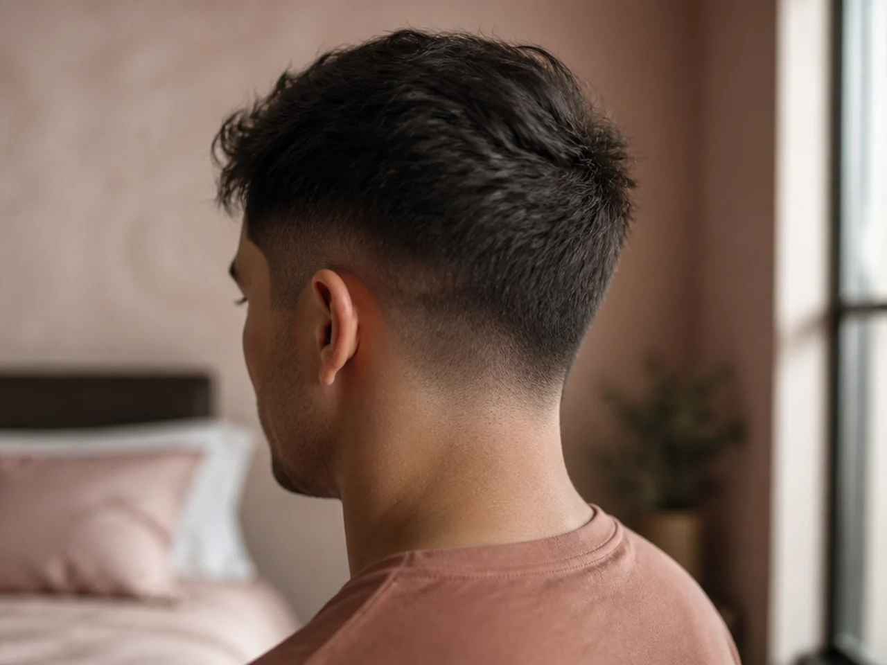 Short hair flattened on one side after sleeping