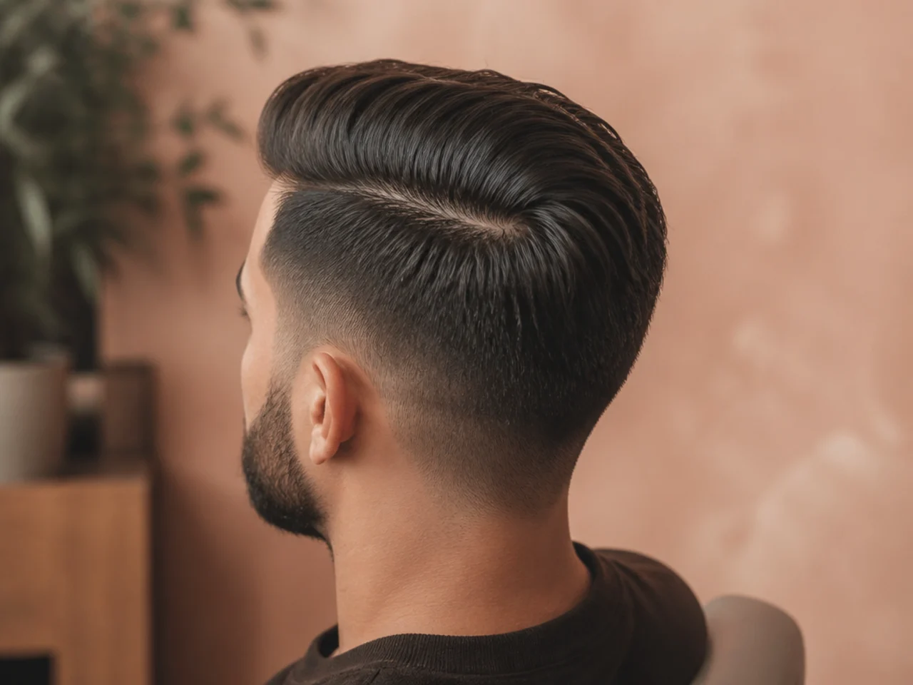 Hair combed across from a natural parting line
