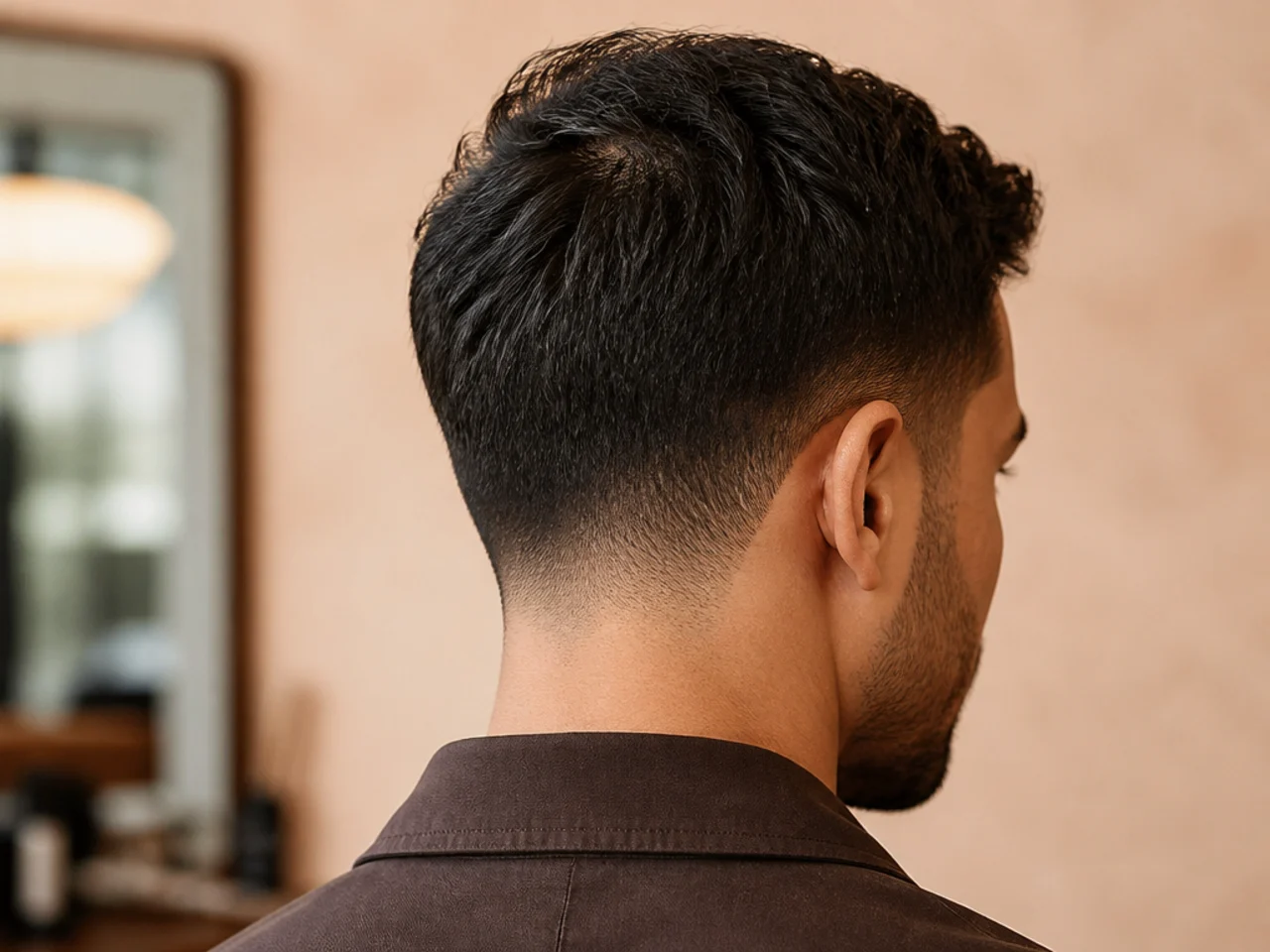 A short haircut with a clean taper and tidy neckline