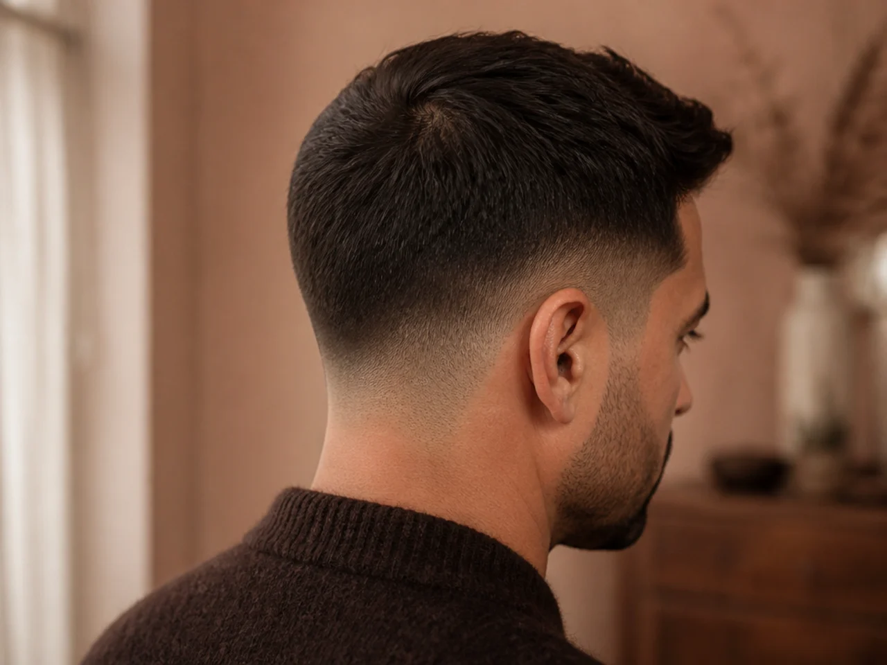 A winter short haircut with clean sides at the end of the year
