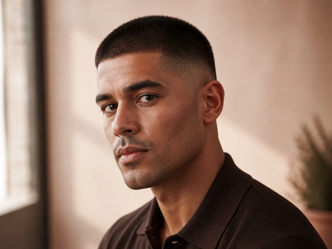 A very short summer haircut with number two sides