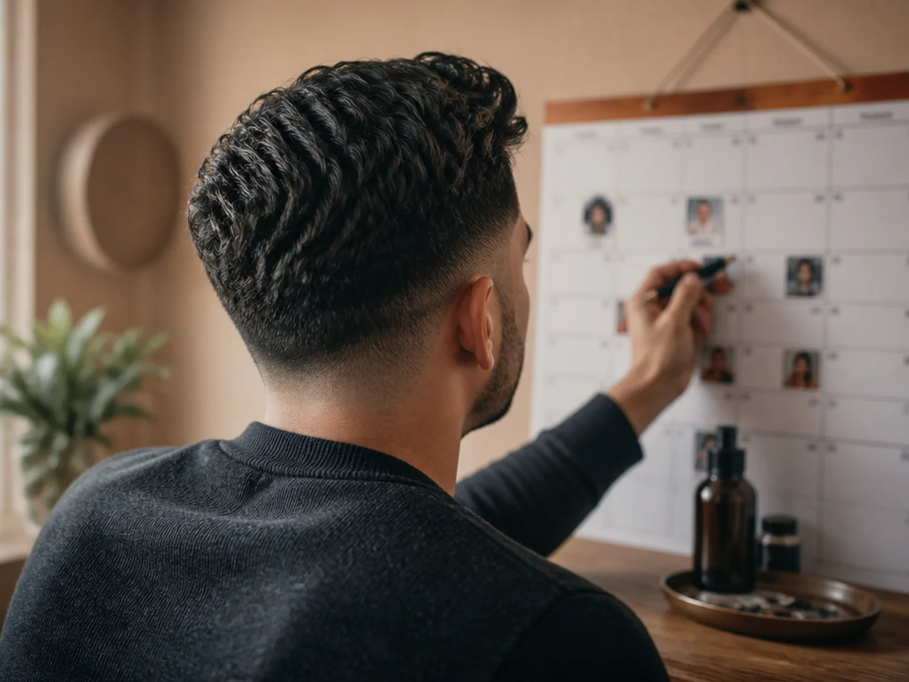 A calendar with haircut appointments marked around events