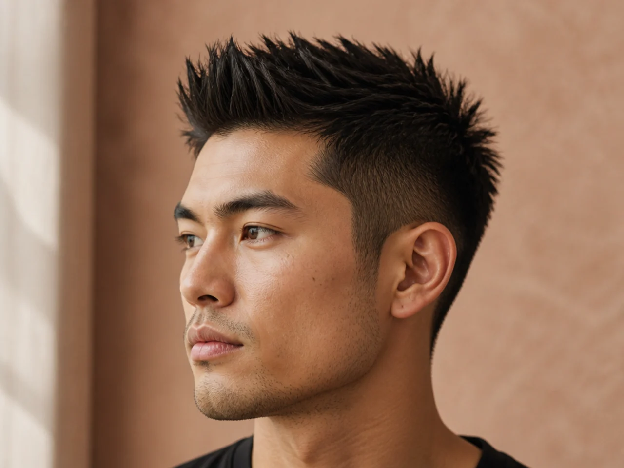 Five classic cuts styled spiky — Caesar, crew, Ivy League, comb over, and business cut