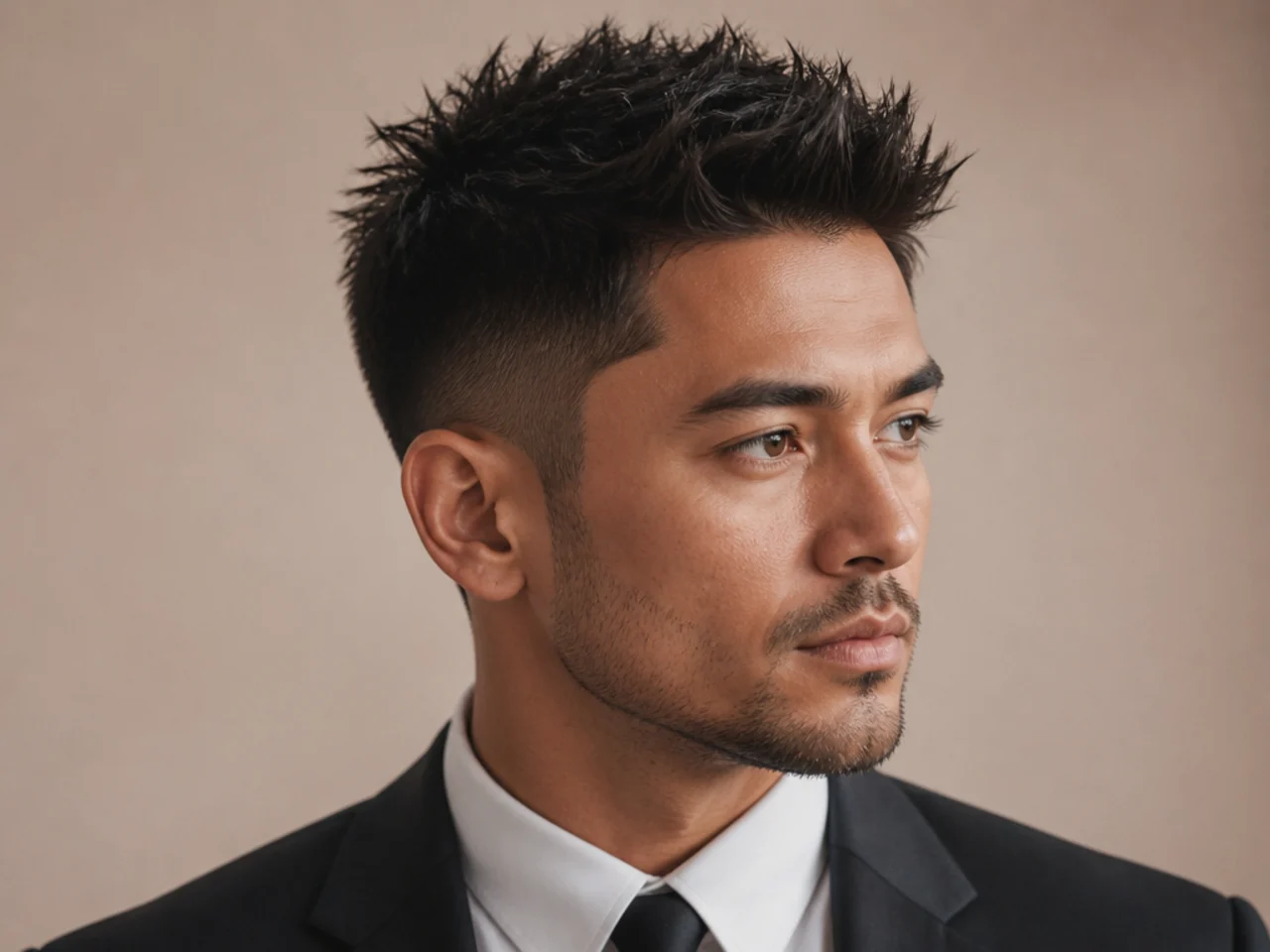 Short spiky business cut with restrained peaks and a low taper for corporate dress codes