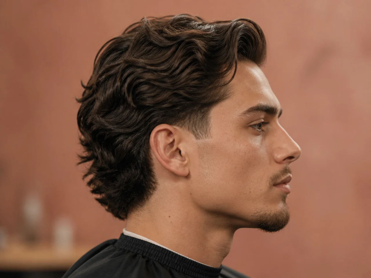 Taper with bro flow — six-inch layered top brushed back with soft taper at the sides