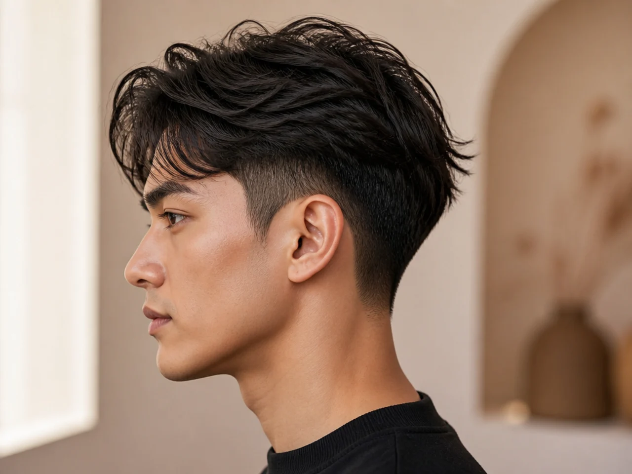 Taper with two block — five-inch top falling over an undercut with soft taper at the perimeter