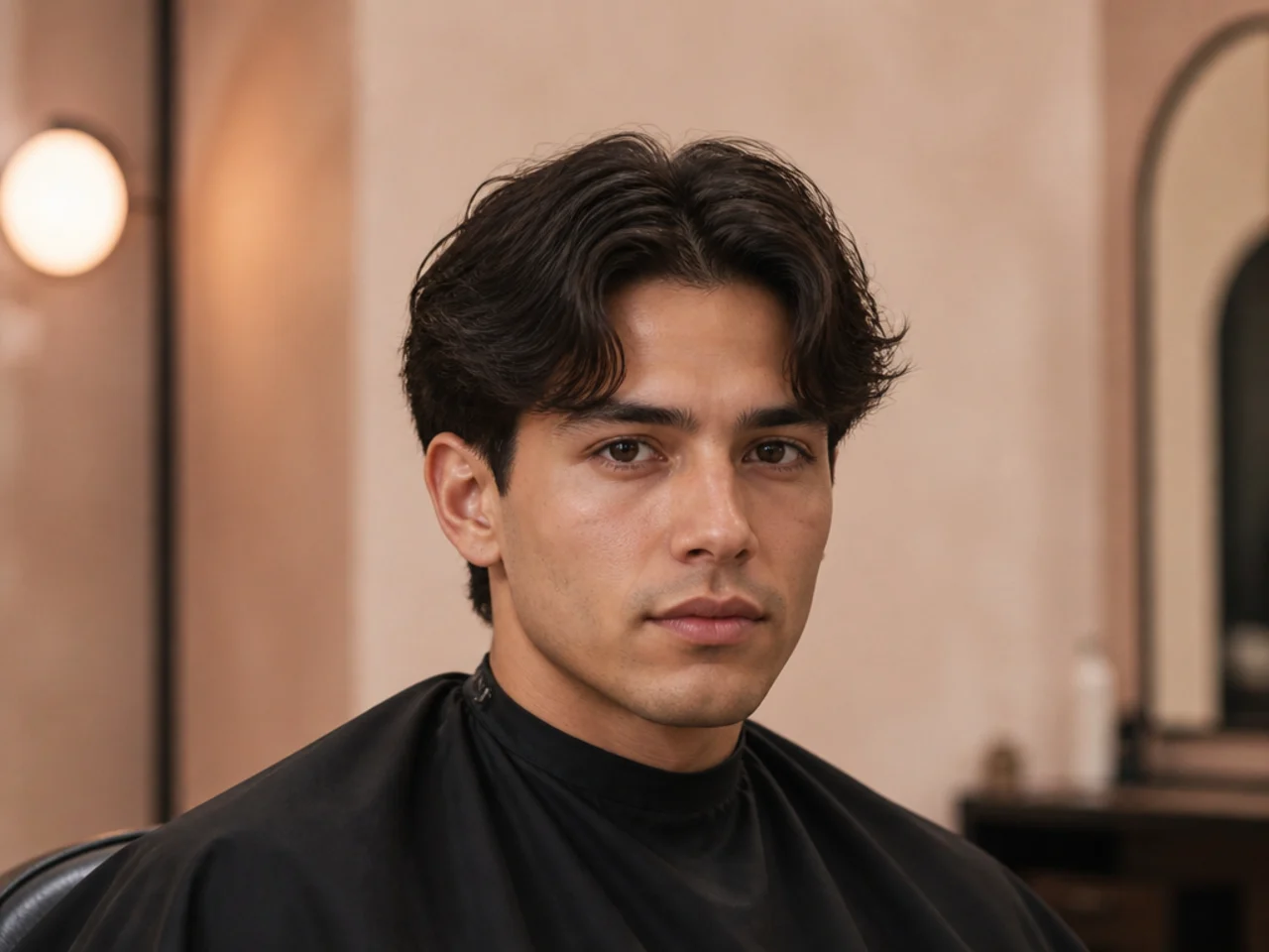 Taper with medium middle part — five-inch center-parted top over softly tapered sides