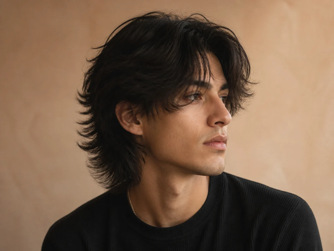 A wolf cut on very thick hair with the ends thinned out
